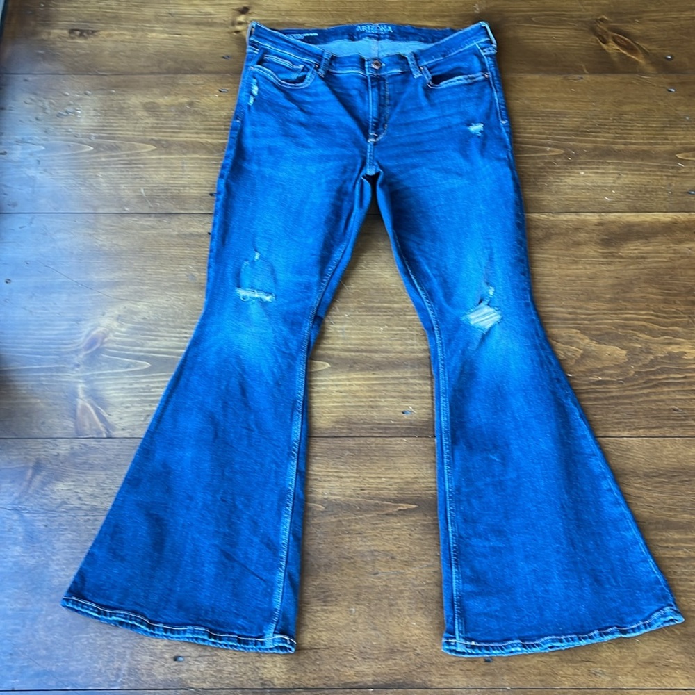 Arizona Distressed Extreme Low-Rise Y2K Flare Jeans Sz 14